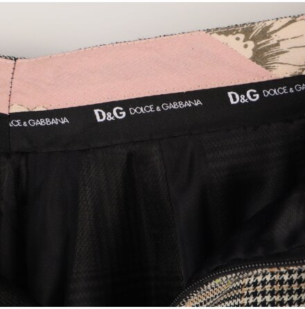 Dolce &amp; Gabbana - Kjol - Gr och Svart - Rutig - Stl. M