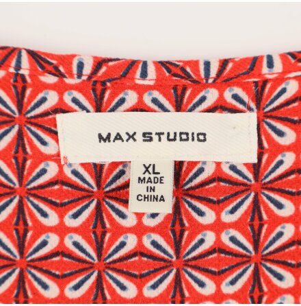 Max Studio - Mnstrad Omlottklnning - Rd, Vit, Mrkbl - Stl. XL