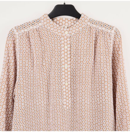 Arket - Blus med broderade blommer - Beige och Vit - Stl. 36