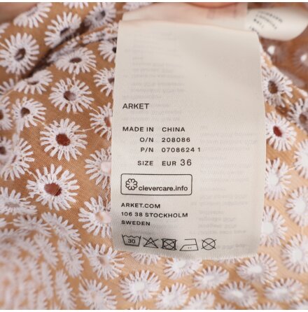 Arket - Blus med broderade blommer - Beige och Vit - Stl. 36