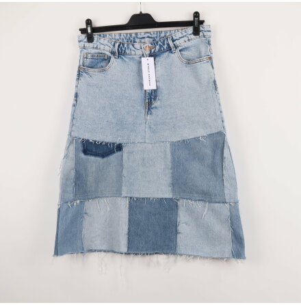 Remake Sthlm - Jeanskjol med patchar - R kant nertill - Bl Denim