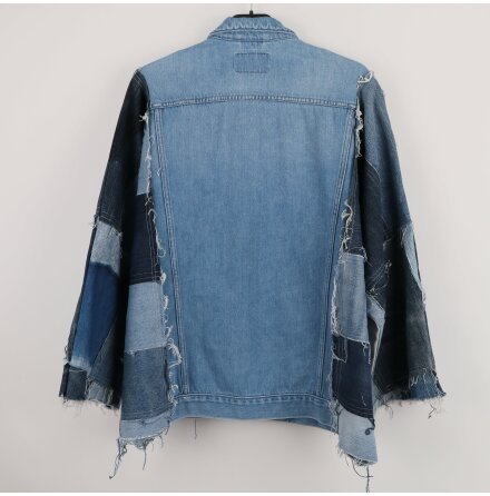 Remake Sthlm - Jeans jacka med patchad denim vid rm och ra kanter 