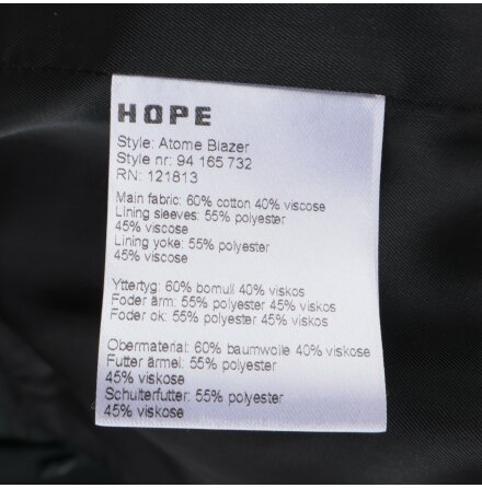 Hope - Svart Kavaj - stl. Man 46 / Wom 38