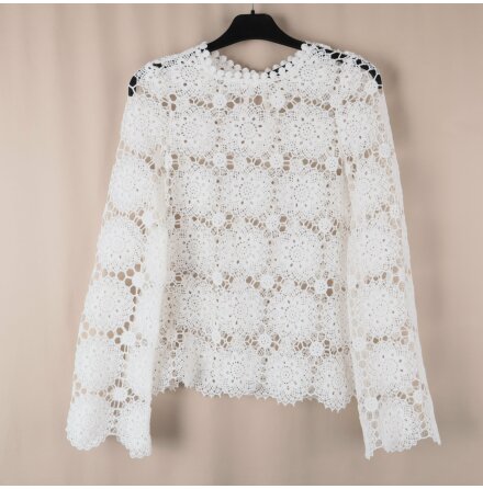 Bikbok - Vit Virkad Topp - stl. S