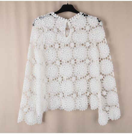 Bikbok - Vit Virkad Topp - stl. S