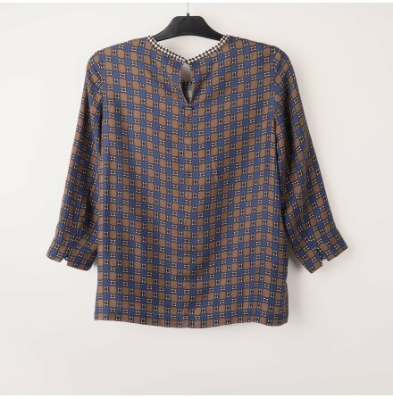 MaxMara - Mnstrad Topp med 3/4 dels rm