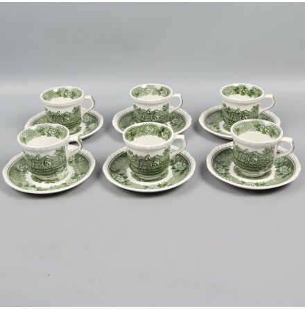 Adams - Kaffekoppar med fat - 6st - Real English ironstone