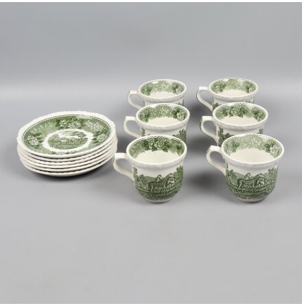 Adams - Kaffekoppar med fat - 6st - Real English ironstone