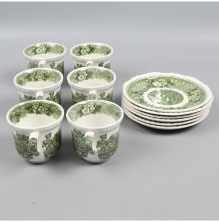 Adams - Kaffekoppar med fat - 6st - Real English ironstone