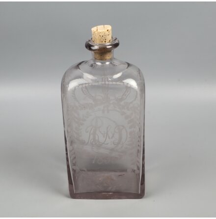 Antik Glasflaska med Naturkork - B.Y.D 1835 