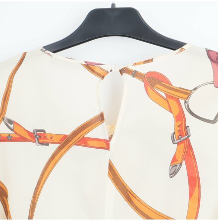 Marella - Gräddvit och Brun Mönstrad Blus - Silk - Stl. 40 
