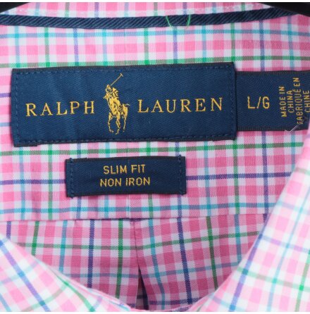 Ralph Lauren - Rosa rutig skjorta - stl. L/G