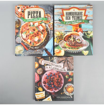 Bokpaket - Lena Sderstrm - Pizza, Hamburgare och Texmex, Cheesecakes &amp; Kladdkakor - 3st kokbcker - Mat &amp; Dryck
