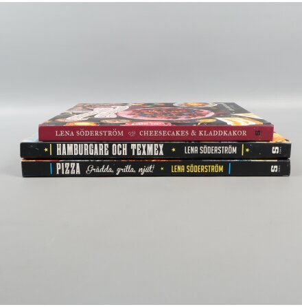 Bokpaket - Lena Sderstrm - Pizza, Hamburgare och Texmex, Cheesecakes &amp; Kladdkakor - 3st kokbcker - Mat &amp; Dryck
