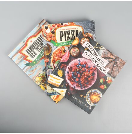 Bokpaket - Lena Sderstrm - Pizza, Hamburgare och Texmex, Cheesecakes &amp; Kladdkakor - 3st kokbcker - Mat &amp; Dryck