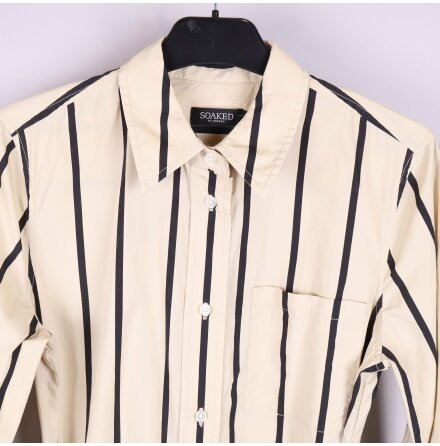SOAKED - Beige och Svart Randig Skjortklnning - Stl. S
