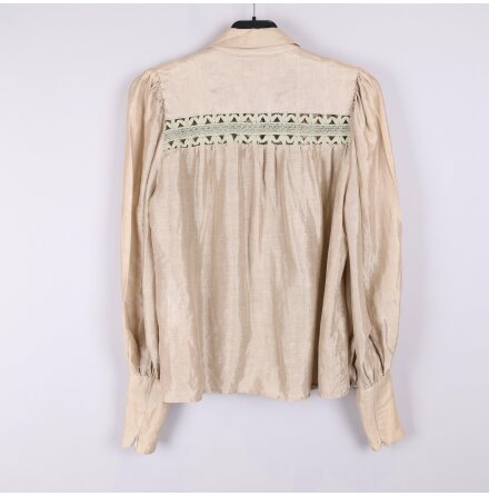 2NDDAY - Beige Blus med Broderi - Stl. 34
