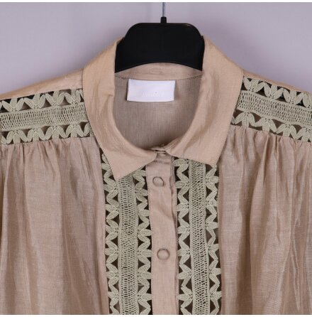 2NDDAY - Beige Blus med Broderi - Stl. 34