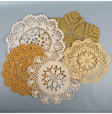 Virkad spetsmix - Gul/guld/orange/brun/beige - 918g