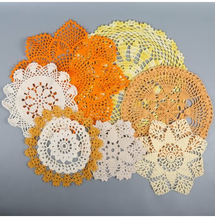 Virkad spetsmix - Gul/guld/orange/brun/beige - 918g
