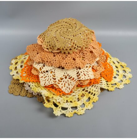 Virkad spetsmix - Gul/guld/orange/brun/beige - 918g