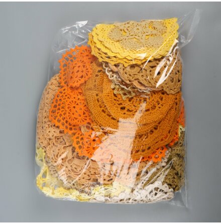 Virkad spetsmix - Gul/guld/orange/brun/beige - 918g