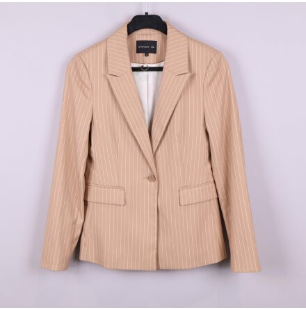 STOCKH LM - Beige och Vit Randig Kavaj - Stl. 34