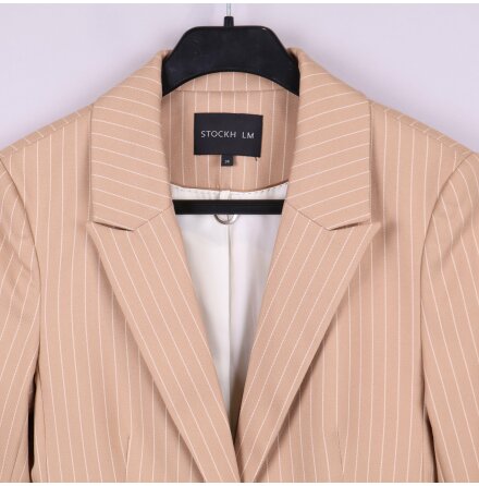 STOCKH LM - Beige och Vit Randig Kavaj - Stl. 34