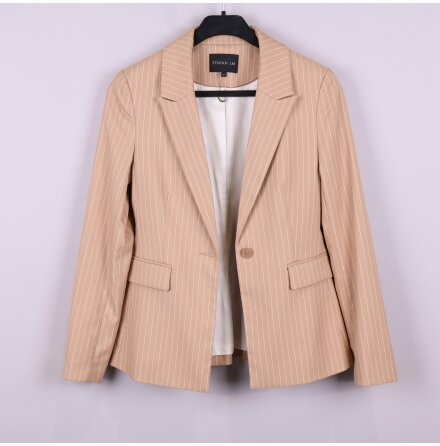 STOCKH LM - Beige och Vit Randig Kavaj - Stl. 34
