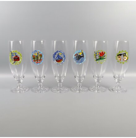 Kosta Boda - Ulrica Hydman-Vallien - Friendship - lglas - 6-pack