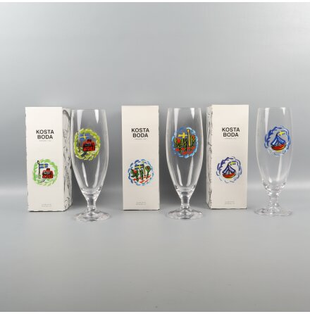 Kosta Boda - Ulrica Hydman-Vallien - Friendship - lglas - 6-pack