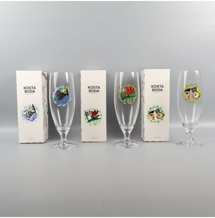 Kosta Boda - Ulrica Hydman-Vallien - Friendship - lglas - 6-pack