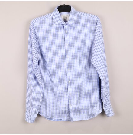 The Shirt Factory - Vit och Bl Rutig Skjorta - stl. 38