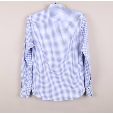 The Shirt Factory - Vit och Bl Rutig Skjorta - stl. 38