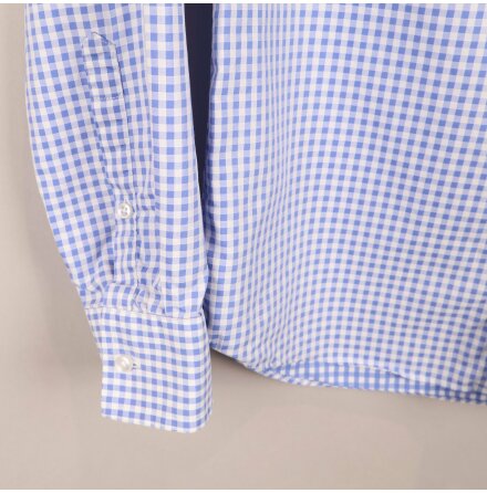 The Shirt Factory - Vit och Bl Rutig Skjorta - stl. 38