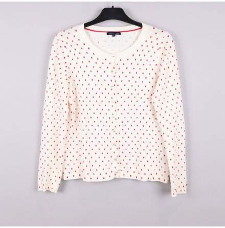 Tommy Hilfiger - Vit kofta med rda prickar - stl. M