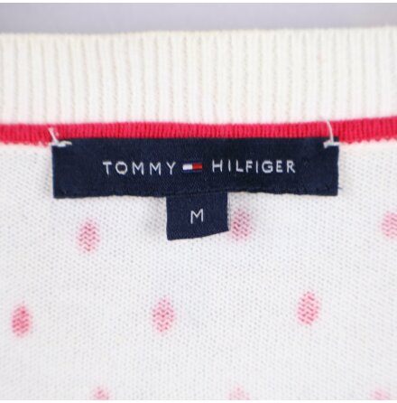Tommy Hilfiger - Vit kofta med rda prickar - stl. M