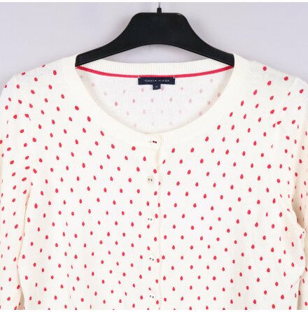 Tommy Hilfiger - Vit kofta med rda prickar - stl. M