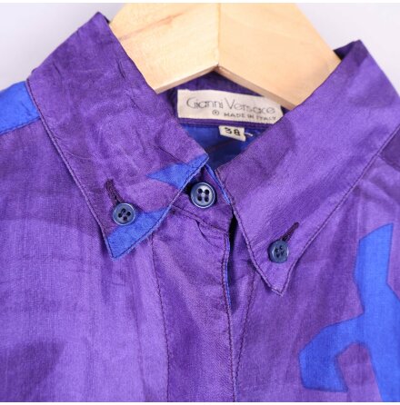 Gianni Versace - Skjorta - Dam - Siden - Lila - Premium Vintage