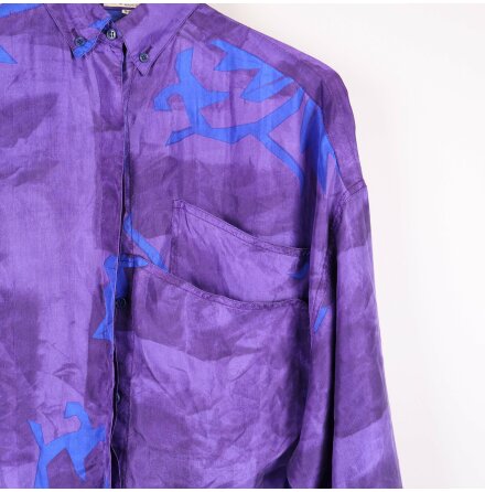 Gianni Versace - Skjorta - Dam - Siden - Lila - Premium Vintage
