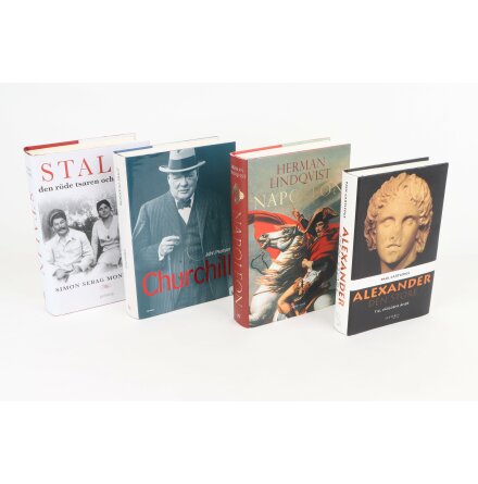 Bokpaket - Världens Historia - 4st böcker om Churchill, Stalin, Napoleon &amp; Alexander Den Store 