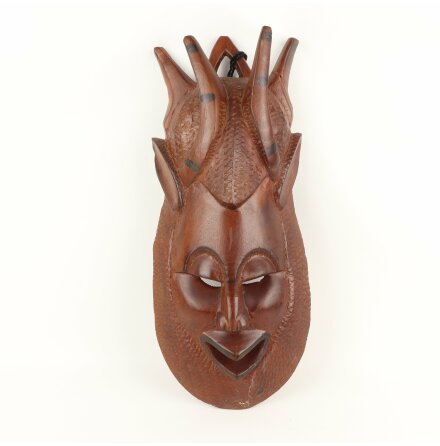 Afrikansk Mask &amp; Väggdekoration i trä - okänd skapare - 61x29cm