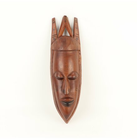 Afrikansk Mask &amp; Väggdekoration i trä - okänd skapare - 44x17cm