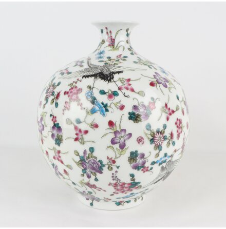 Xinyutaoci - Xinyuxuan Jingdezhen - Keramikvas med konstgjorda blommor - Kinesisk utmärkt - Vintage 