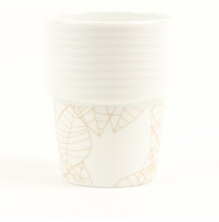 Rörstrand - Filippa K - Vit kopp med beigefärgade blad