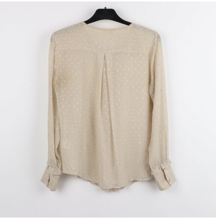 Custommade - Rhina- Cream silk - Semi-transparent blus med silvriga glitterdetaljer - stl. 38