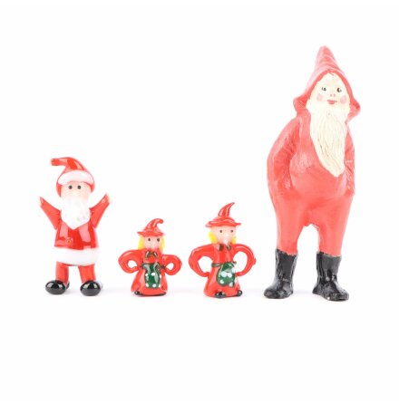 4st julfigurer - 2 tomtar &amp; 2 mindre figuriner