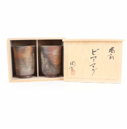Japanska - keramikmuggar - Bizen Ware stil - 2st