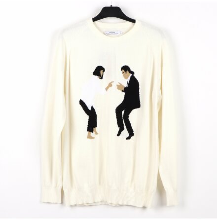 Dedicated Brand - Stickad tröja med Pulp Fiction motiv - Vincent Vega &amp; Mia Wallace - stl. L 