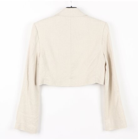 Zara - Midjekort beige-och ljusrandig kavaj - stl. S